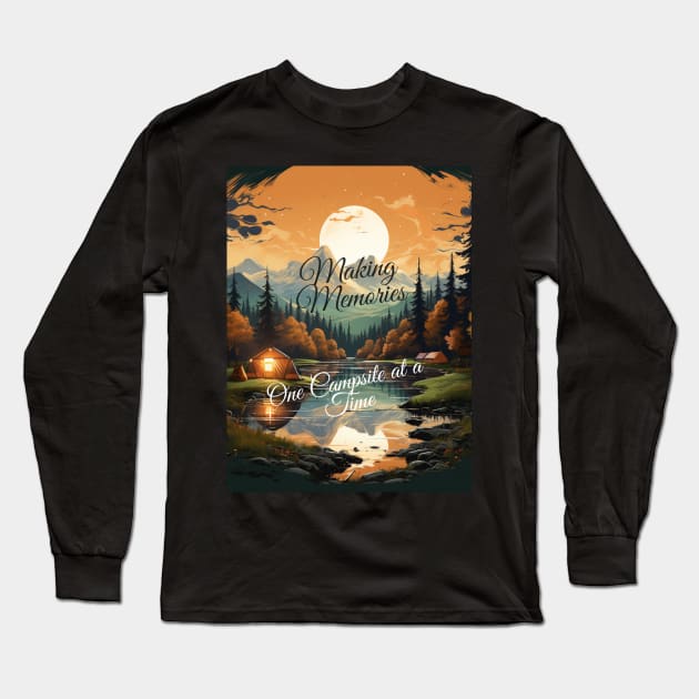Making Memories One Campsite at a Time- Lakeside Camping Morning Bliss Long Sleeve T-Shirt by CampingCreations